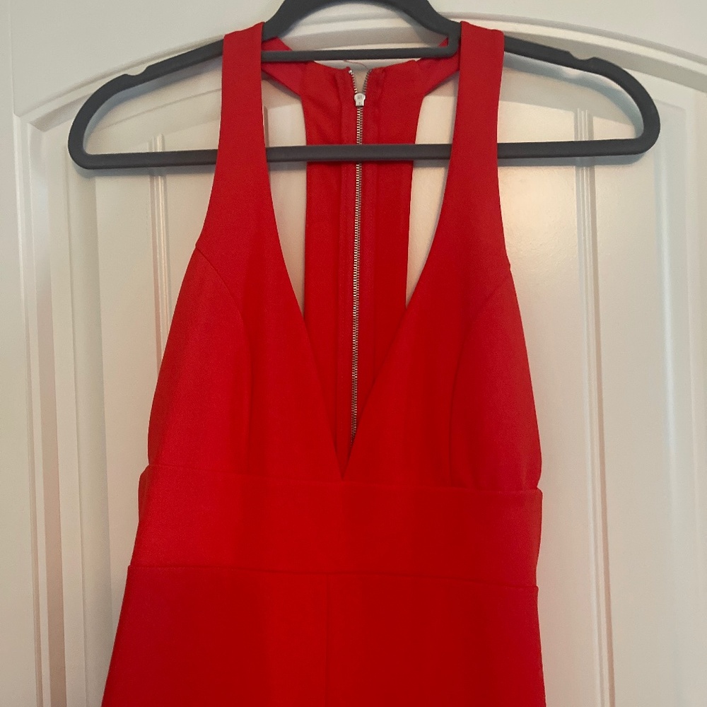 NWT Coral Red V-neck Jumpsuit